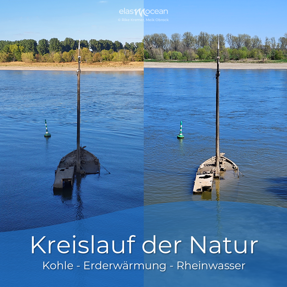 Niedrigwasser Rhein am Aalschokker